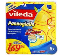6x Vileda Yellow Microperforated Cleaning Cloth 30% Microfiber 3Pcs