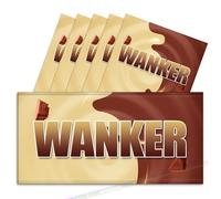 6x Wanker Funny Chocolate Bar Wrappers. Rude Joke Husband Wife Birthday Work Secret Santa Gift Novelty Prank Fun Friend Present (Chocolate Not Included). Pack of 6.