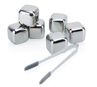 6x Whiskey Stones Reusable Stainless Steel Ice Cubes with Storage Box