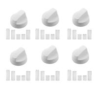 6X White Control Knob for Cooker, Oven & Hob - Easy Fit with Adaptors - Compatible With Ariston