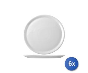 6X White Porcelain Pizza Plate Napoli 31 Cm