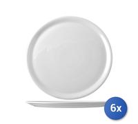 6X White Porcelain Pizza Plate Napoli 35 Cm
