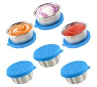 6x1.6 Oz Salad Dressing Containers With Lids, Small Leakproof Reusable Stainless Steel Salad Dressing Container To Go For Lunch Boxes,Sauce containers, Picnics,Travel Meal Prep And Kitchen Storage.