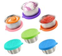 6x1.6 Oz Salad Dressing Containers with Lids, Small Leakproof Reusable Stainless Steel Salad Dressing Container to Go for Lunch Boxes, Sauce containers, Picnics, Travel Meal Prep and Kitchen Storage