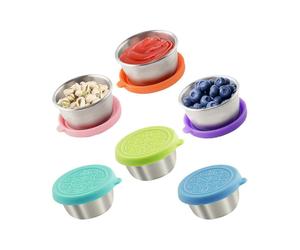 6x1.6 Oz Salad Dressing Containers with Lids, Small Leakproof Reusable Stainless Steel Salad Dressing Container