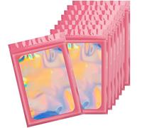6x10cm 100 Grip Foil Ziplock Bags, Pink Small Clear Plastic Bags, Resealable Storage Pouches, Poly Zip Lock Bags, Perfect for Kitchen Storage, Jewellery, Diamond Painting, Small Cookies and Sweets