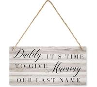 6x12 Inch Daddy It'S Time To Give Mummy Our Last Name Wall Decor For Living Room Bedroom, Rustic Wooden Farmhouse Wall Art Decor