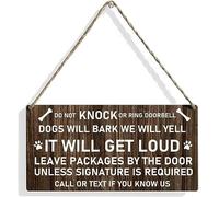 6x12 Inch Do Not Knock Or Ring Doorbell Dogs Will Bark Wood Sign Dog Lovers Wooden Signs Rustic Hanging Plaque Home Wall Art Sign Wall Decor For Home