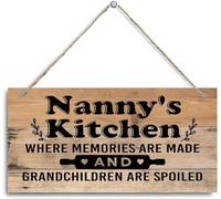 6x12 Inch Nanny'S Kitchen Sign - Where Memories Are Made And Grandchildren Are Spoiled,Nanny Home Decor For Kitchen,Decor Hanging Wall Plaque Wood Sign,Nanny Gift For Mother'S Day,Rustic Kitchen Decor