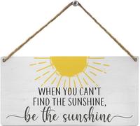 6x12 Inch When You Can'T Find The Sunshine Be The Sunshine Wall Hanging Tags,Inspirational Quotes Wooden Hanging Sign,Summer Wooden Tag Wall Decor For Living Room Bedroom