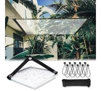 6x12FT/183x366cm Clear Tarps Waterproof, Plastic Sheeting for Patio Gazebo Enclosure, Rain and Snow Protection Tarp with Grommets, Garden Shielding, PVC Tarpaulin 1 Roll of Rope