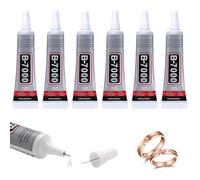 6x15ml B-7000 Glue,High Viscosity Bedazzling Glue with Precision Tip,Multi-Purpose for Rhinestones Crafts Jewelry Fabric Leather Wood Glass Metal DIY