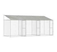 6x2.55m Rectangular Outdoor Pet Fence with 3 Doors Galvanised Steel Weatherproof Large Dog Cage Easy to Assemble with a Screwdriver Grey Finish
