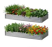 6X2X1FT-2P Galvanized Raised Garden Beds Outdoor // Planter Raised Beds for Gardening, Vegetables, Flowers // Large Metal Garden Box//Deep Plant Flower pots Outdoor.