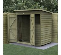6' x 4' Forest 4Life 25yr Guarantee Overlap Pressure Treated Double Door Pent Wooden Shed (1.98m x 1.39m)
