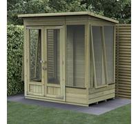 6x4 Forest Beckwood Shiplap Pent Summerhouse with Double Doors - 25yr Guarantee - 2 Opening Side Windows - Delivery Only