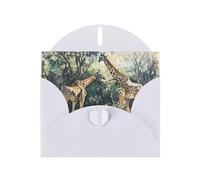 6x4 inch A pair of giraffes White prints greeting card with envelope, suitable for birthday wishes, wedding congratulations