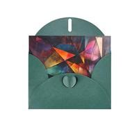 6x4 inch Abstract edges and corners Dark Green prints greeting card with envelope, suitable for birthday wishes, wedding congratulations