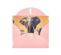 6x4 inch African Elephant Pink prints greeting card with envelope, suitable for birthday wishes, wedding congratulations