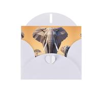 6x4 inch African Elephant White prints greeting card with envelope, suitable for birthday wishes, wedding congratulations