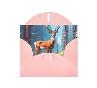 6x4 inch Alpine Deer Sketch Pink prints greeting card with envelope, suitable for birthday wishes, wedding congratulations