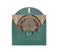 6x4 inch Ancient Circle Pattern Dark Green prints greeting card with envelope, suitable for birthday wishes, wedding congratulations