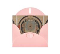 6x4 inch Ancient Circle Pattern Pink prints greeting card with envelope, suitable for birthday wishes, wedding congratulations
