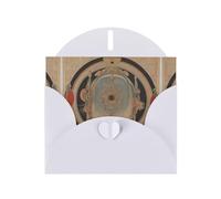 6x4 inch Ancient Circle Pattern White prints greeting card with envelope, suitable for birthday wishes, wedding congratulations