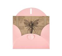 6x4 inch Ancient insects Pink prints greeting card with envelope, suitable for birthday wishes, wedding congratulations