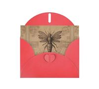 6x4 inch Ancient insects Red prints greeting card with envelope, suitable for birthday wishes, wedding congratulations