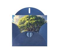 6x4 inch Ancient oak trees towering Blue prints greeting card with envelope, suitable for birthday wishes, wedding congratulations