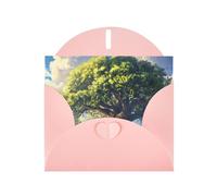 6x4 inch Ancient oak trees towering Pink prints greeting card with envelope, suitable for birthday wishes, wedding congratulations