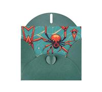 6x4 inch Ancient Spider Dark Green prints greeting card with envelope, suitable for birthday wishes, wedding congratulations