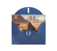 6x4 inch Ancient temple Blue prints greeting card with envelope, suitable for birthday wishes, wedding congratulations