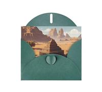 6x4 inch Ancient temple Dark Green prints greeting card with envelope, suitable for birthday wishes, wedding congratulations