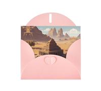 6x4 inch Ancient temple Pink prints greeting card with envelope, suitable for birthday wishes, wedding congratulations
