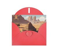 6x4 inch Ancient temple Red prints greeting card with envelope, suitable for birthday wishes, wedding congratulations