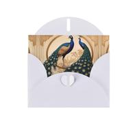 6x4 inch Art Deco Peacock White prints greeting card with envelope, suitable for birthday wishes, wedding congratulations