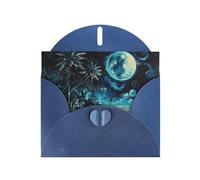 6x4 inch Beach at night Blue prints greeting card with envelope, suitable for birthday wishes, wedding congratulations