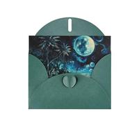 6x4 inch Beach at night Dark Green prints greeting card with envelope, suitable for birthday wishes, wedding congratulations