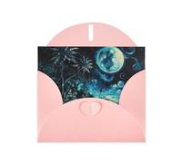 6x4 inch Beach at night Pink prints greeting card with envelope, suitable for birthday wishes, wedding congratulations
