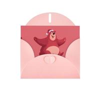 6x4 inch Bear Happy Hour Pink prints greeting card with envelope, suitable for birthday wishes, wedding congratulations
