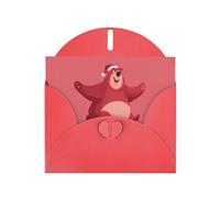 6x4 inch Bear Happy Hour Red prints greeting card with envelope, suitable for birthday wishes, wedding congratulations