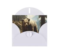6x4 inch Bear in the forest White prints greeting card with envelope, suitable for birthday wishes, wedding congratulations