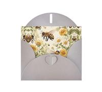 6x4 inch Bees collecting honey Gray prints greeting card with envelope, suitable for birthday wishes, wedding congratulations