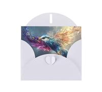 6x4 inch bird with crystal feathers White prints greeting card with envelope, suitable for birthday wishes, wedding congratulations