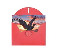 6x4 inch Birds flying by the sea Red prints greeting card with envelope, suitable for birthday wishes, wedding congratulations