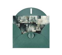 6x4 inch Block fragments Dark Green prints greeting card with envelope, suitable for birthday wishes, wedding congratulations