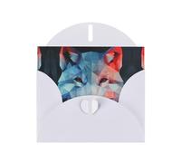 6x4 inch Block Wolf White prints greeting card with envelope, suitable for birthday wishes, wedding congratulations