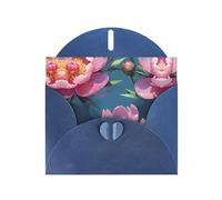 6x4 inch Blooming Peonies Blue prints greeting card with envelope, suitable for birthday wishes, wedding congratulations